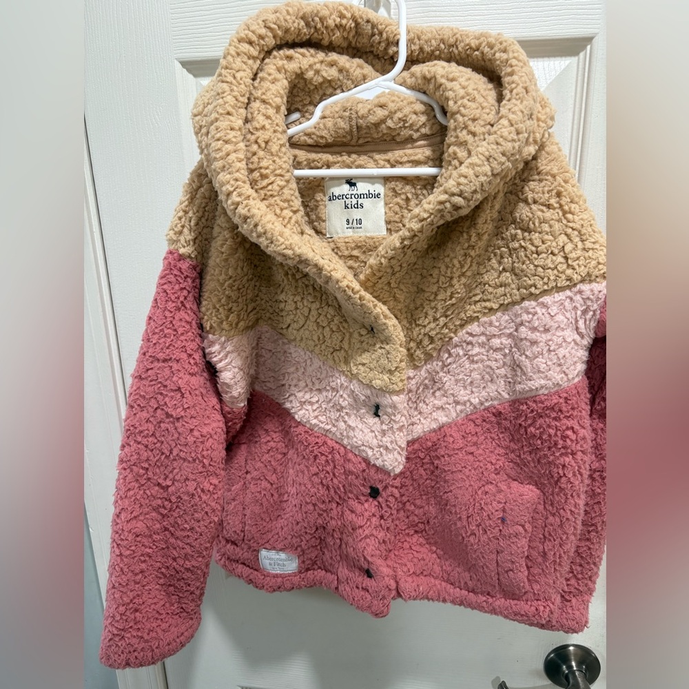 Abercrombie Kids Pink and Tan Sherpa Coat NWOT